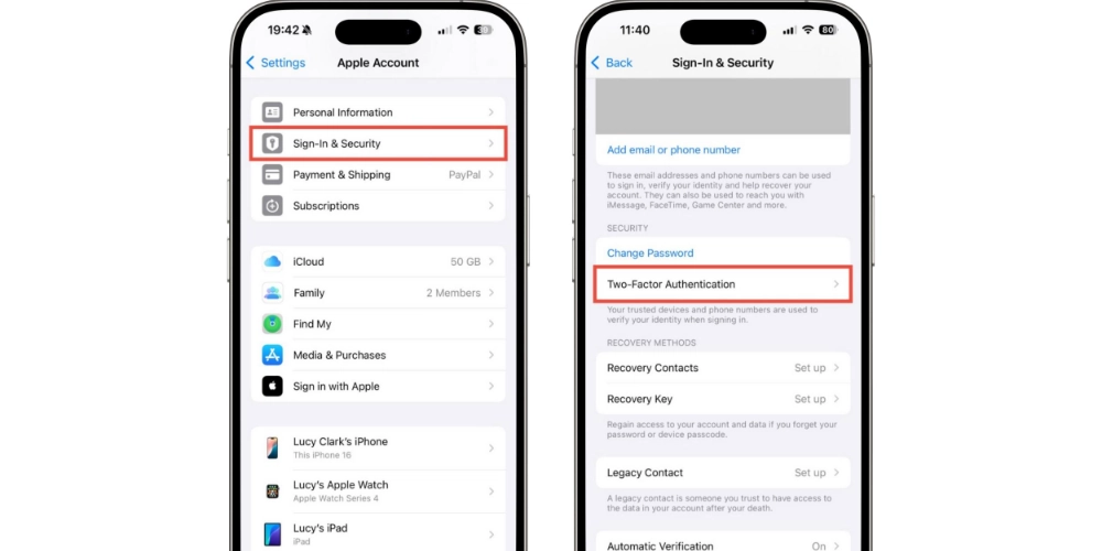 احراز هویت دومرحلهای Apple Account برای افزایش امنیت اپل آیدی در آیفون